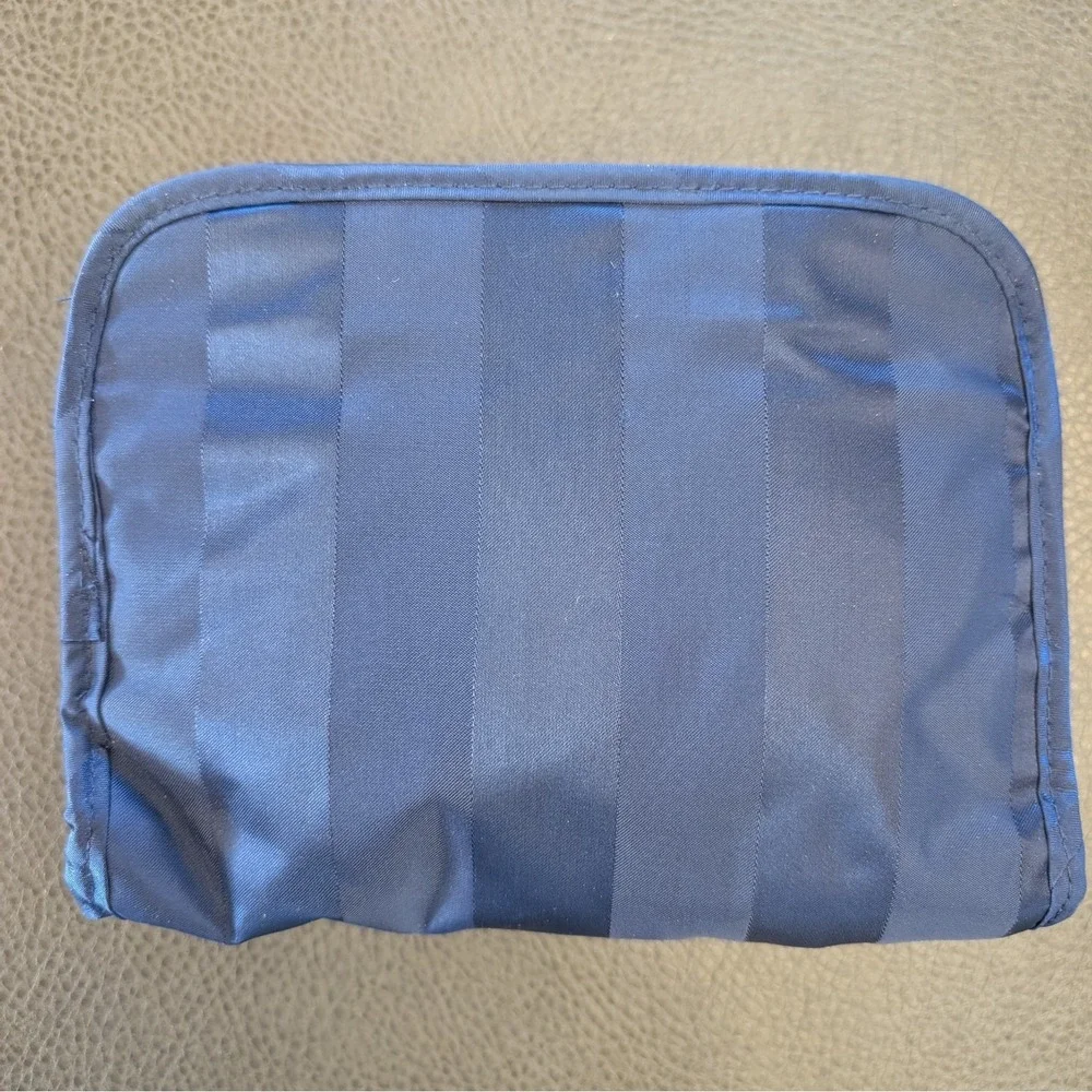 CHRISTIAN DIOR Parfums Striped Navy Blue Cosmetic Travel Bag Set Makeup Pouch